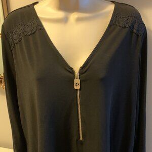 NEW Black Michael Kors Lace Shoulder Top
